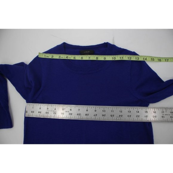 J.Crew sweater Women XS Merino Wool Crew Neck Long Sleeve Blue Side Slit Tie - Picture 7 of 9